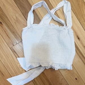 White Smocked Crop Top
